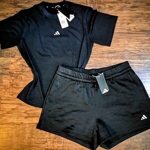 Adidas Black Tee and Shorts Set with White Logo